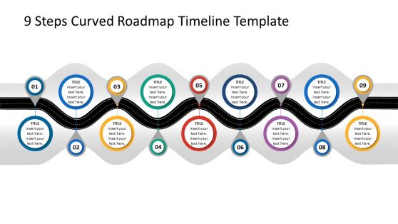 9 Steps Curved Roadmap Timeline Template