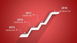 PPT Timeline Template 3D 4 Steps Design with Red Background