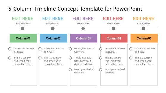 PowerPoint Template for 5-Column Timeline Concept