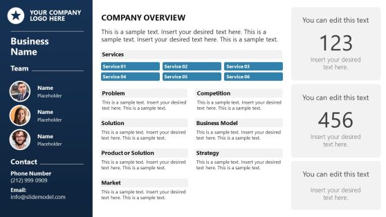 One Page Company Profile Template for Presentation 