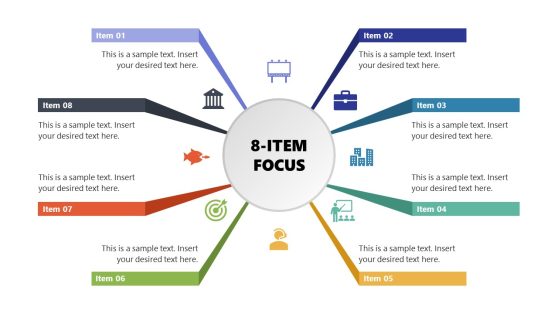 Editable 8 Item Focus Presentation Slide Temaplte for PPT