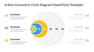 6-Item Concentric Circles Slide for PowerPoint 