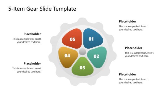 5-Item Gear Diagram PPT Template