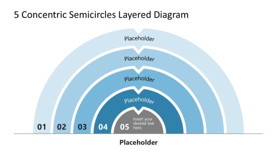 5 Concentric Semicircles Layered Diagram PowerPoint Template