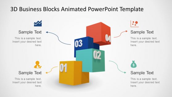 Animated 3D Stepped Diagram for PowerPoint with 4 Steps