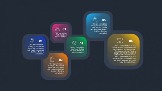 PowerPoint Gradient Squares Diagram 6 Steps 