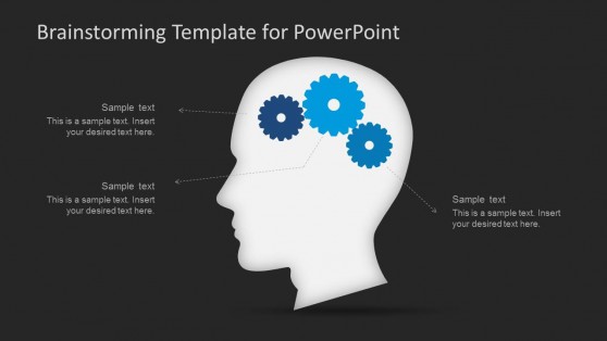 3 Gears inside Brain Slide Design for Brainstorming Sessions