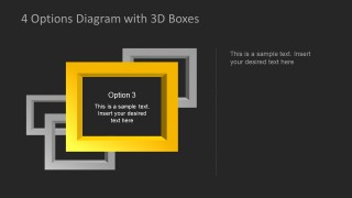 Gradient Yellow 3D PowerPoint picture frame highlighting the 3rd Option.