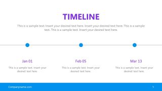 3 Steps Horizontal Timeline PPT