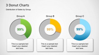 3 Donut Charts in PowerPoint Slide Design