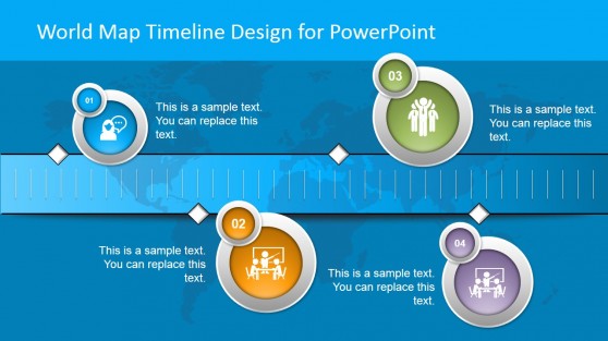 Horizontal World Map Timeline Design for PowerPoint