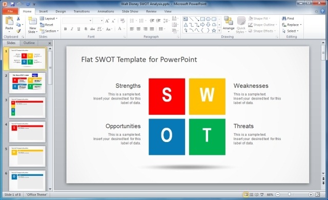 Flat SWOT Template For PowerPoint