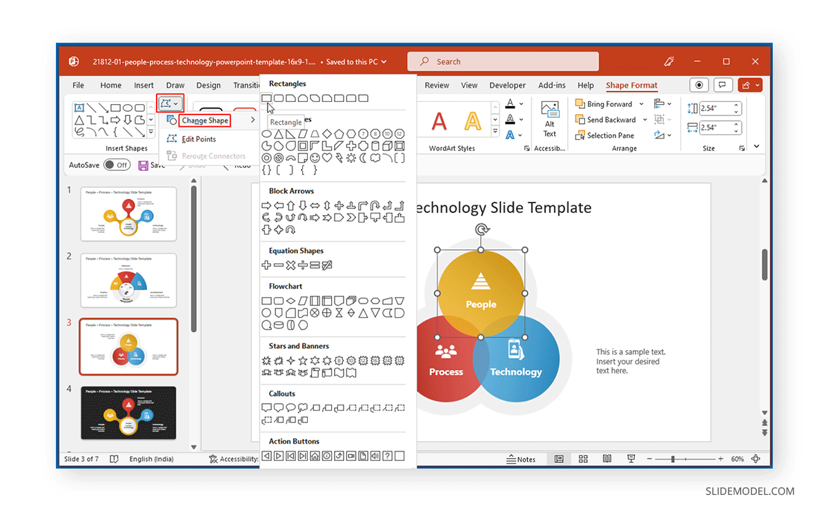 Change a shape in PowerPoint