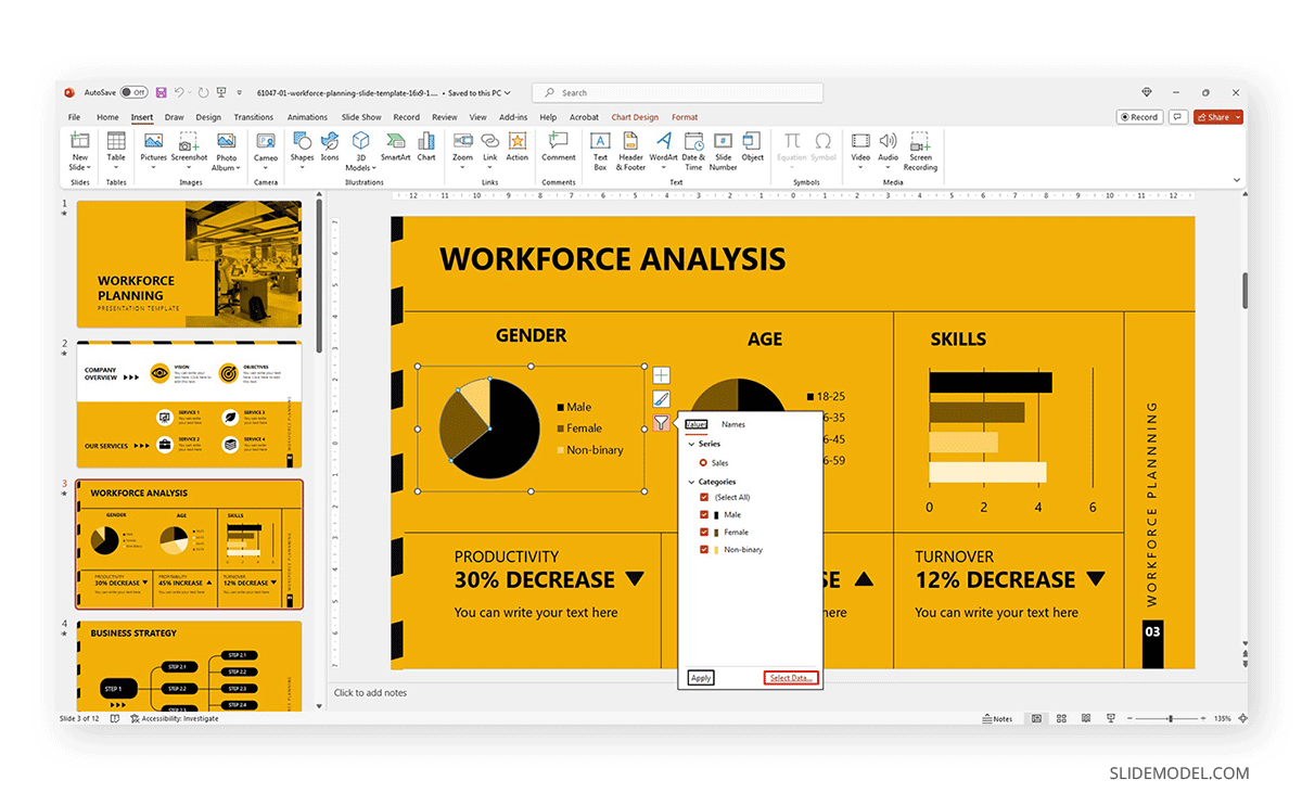 Select Data in PPT slide deck