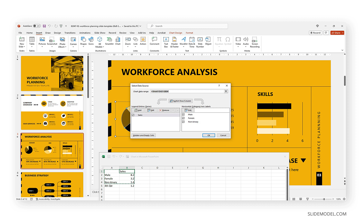 How to modify data in a slide deck