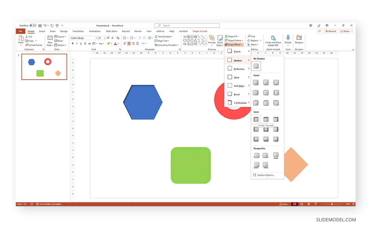 Inner shadow in PowerPoint shape